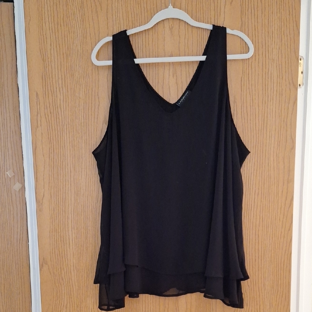 Lane Bryant Elegant Black Double-Layer Tank Top